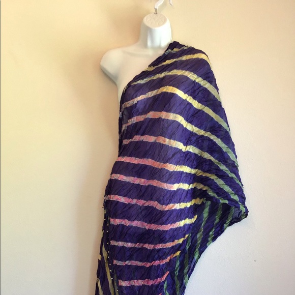New Beach Navy Striped Scarf Wrap Pareo - Picture 3 of 10